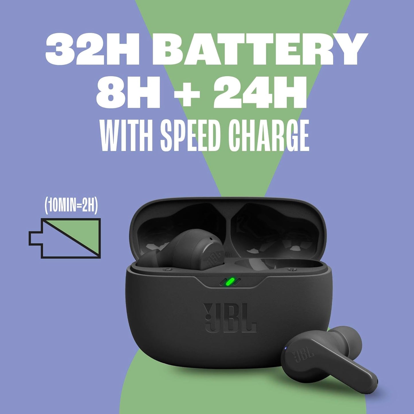 JBL Vibe Beam – Auriculares inalámbricos True Wireless con sonido JBL Deep Bass, Bluetooth 5.2, resistencia al agua y polvo, llamadas manos libres con VoiceAware, hasta 32 hs de batería