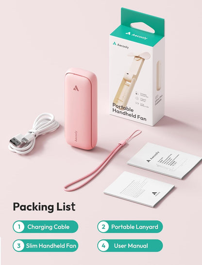 Ventilador de mano Ultra delgado | Recargable | Color Rosa