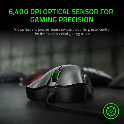 Razer DeathAdder Essential – Mouse Gamer con Sensor Óptico de 6400 DPI – Negro Clásico