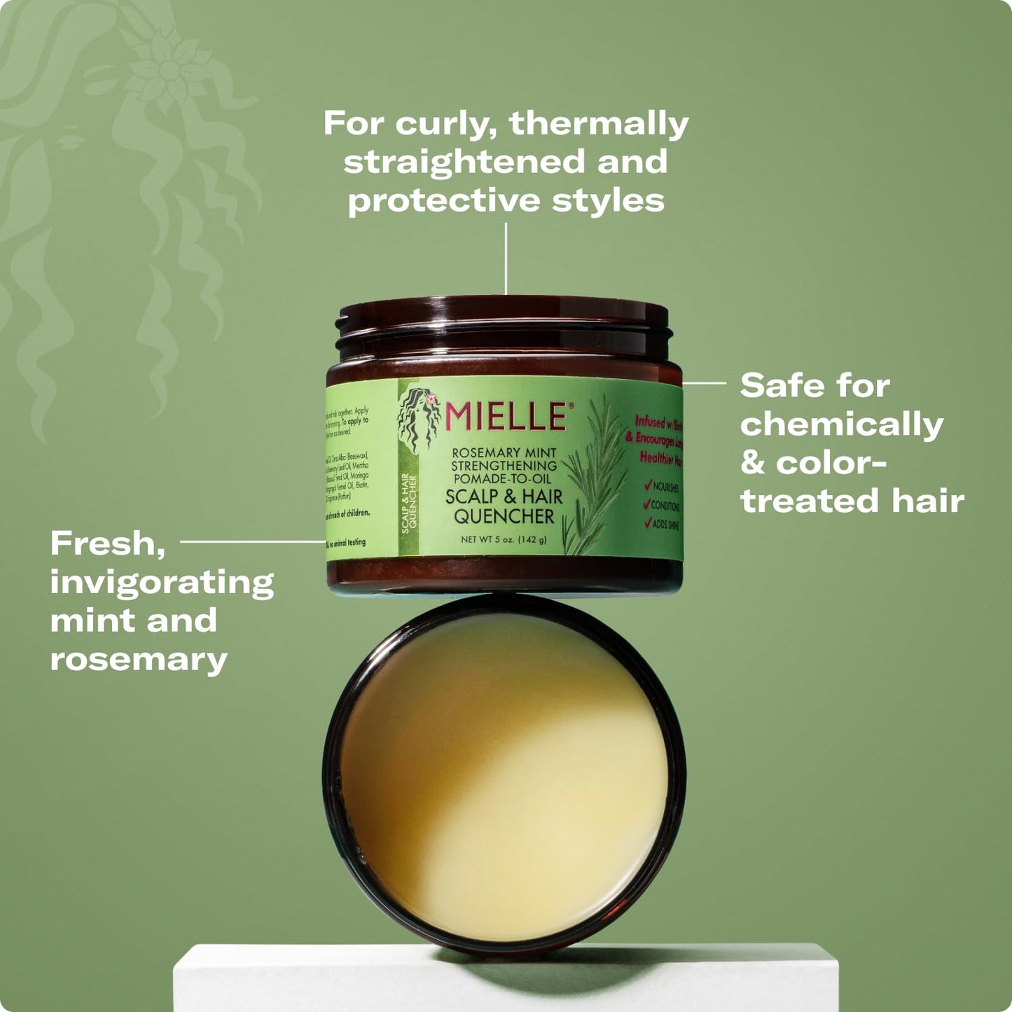 Mielle Rosemary & Mint | Set Aceite Fortalecedor + Pomada-a-Aceite Quencher | Con Biotina y Aceites de Romero, Menta, Ricino, Árbol de Té, Jojoba y Coco | Nutre, Calma & Hidrata | Para Todo Tipo de Cabello