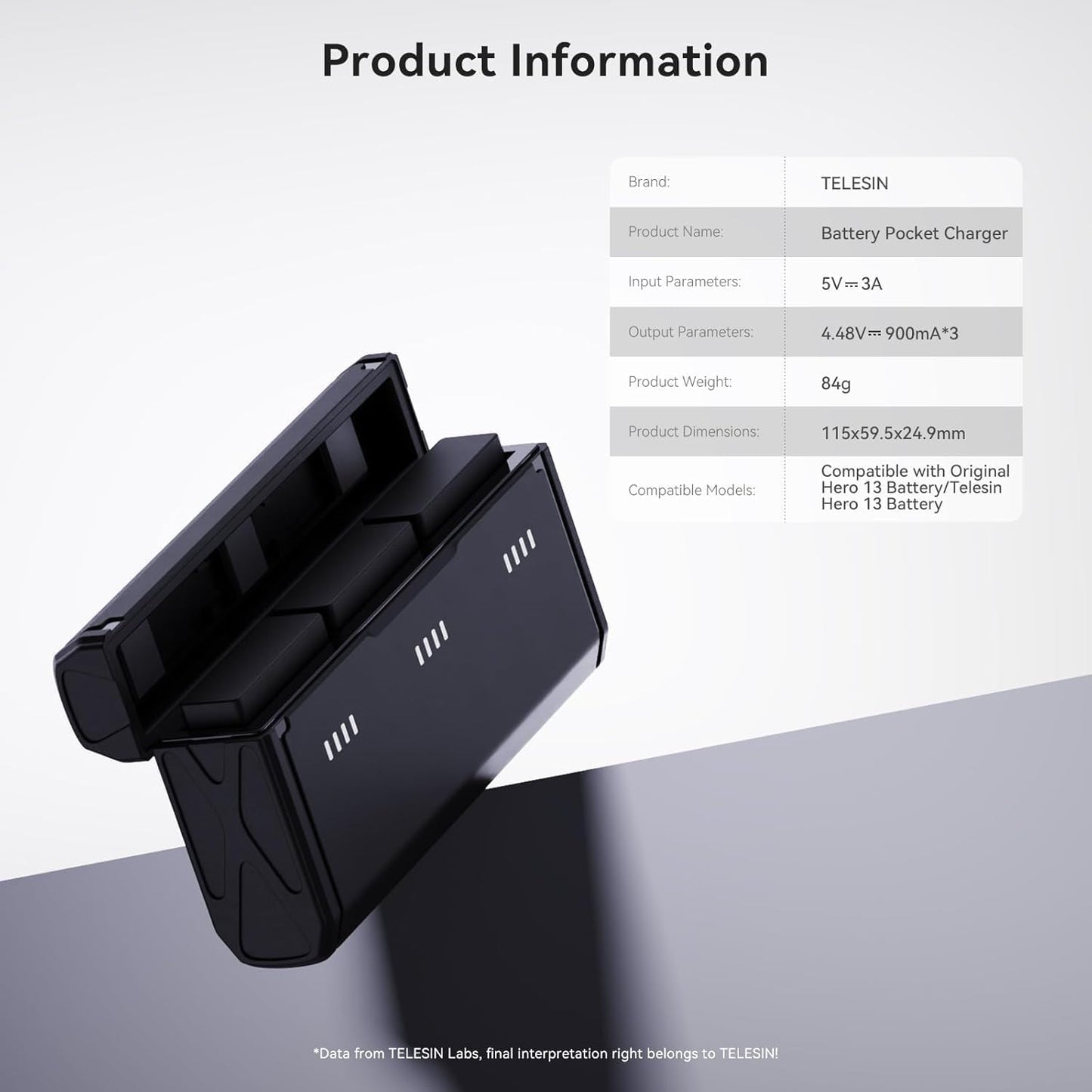 Kit Cargador TELESIN 2-Pack Enduro para GoPro Hero 13 – Baterías Resistentes al Frío con Estuche de Carga Rápida