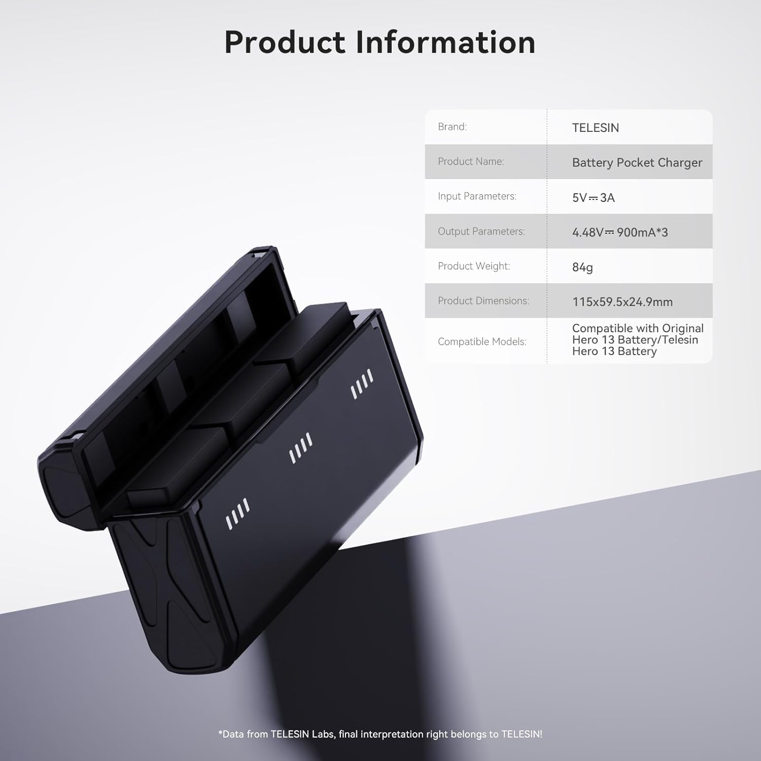 Kit Cargador TELESIN 2-Pack Enduro para GoPro Hero 13 – Baterías Resistentes al Frío con Estuche de Carga Rápida