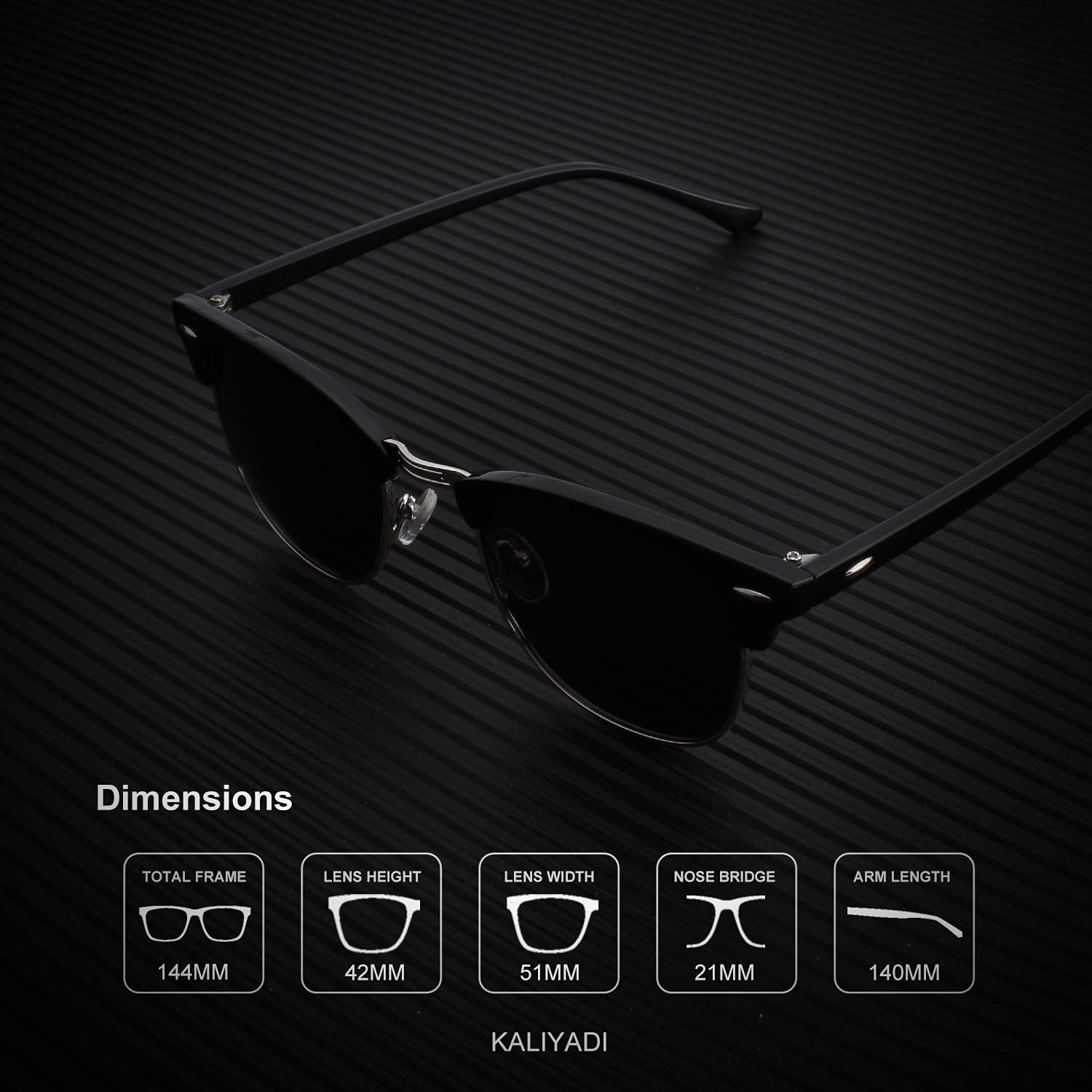 KALIYADI - Lentes de sol polarizados para conducir, media montura, con bloqueo de rayos ultravioleta, para hombre y mujer