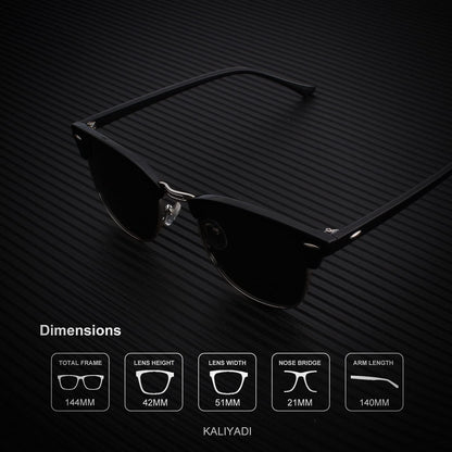 KALIYADI - Lentes de sol polarizados para conducir, media montura, con bloqueo de rayos ultravioleta, para hombre y mujer