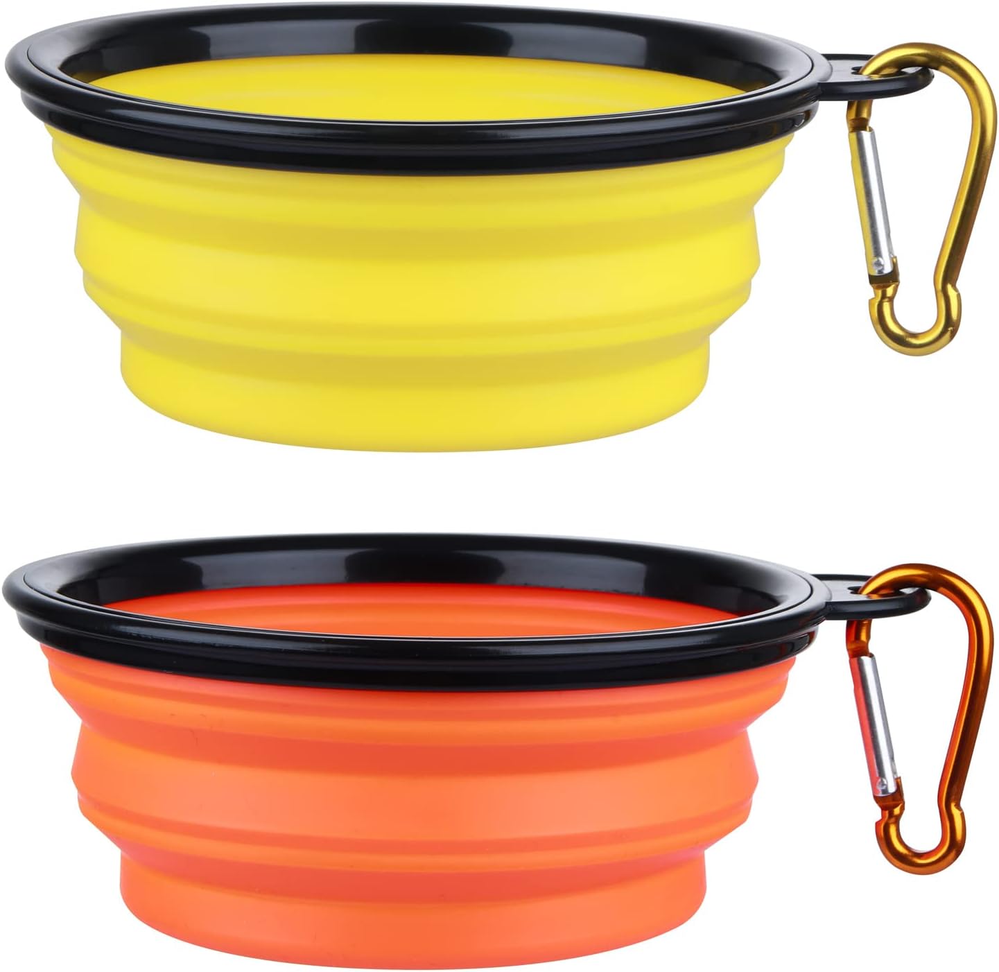 Bowls Plegables para Perros y Gatos (2 Pack) | Portátiles con Mosquetón para Agua y Comida | Viajes, Paseos y Camping