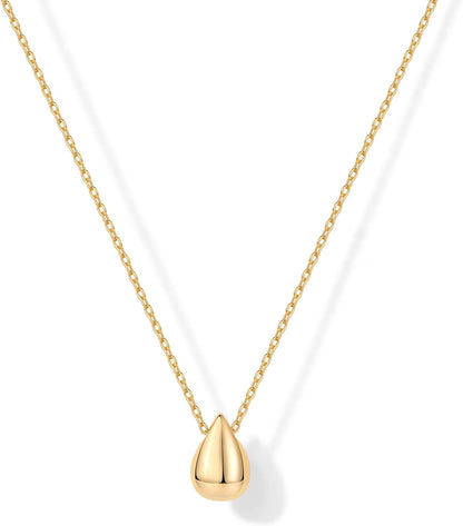 Collar Colgante Lágrima para Mujer | Baño en Oro 14K | Collar Elegante y Minimalista con Dije de Pera