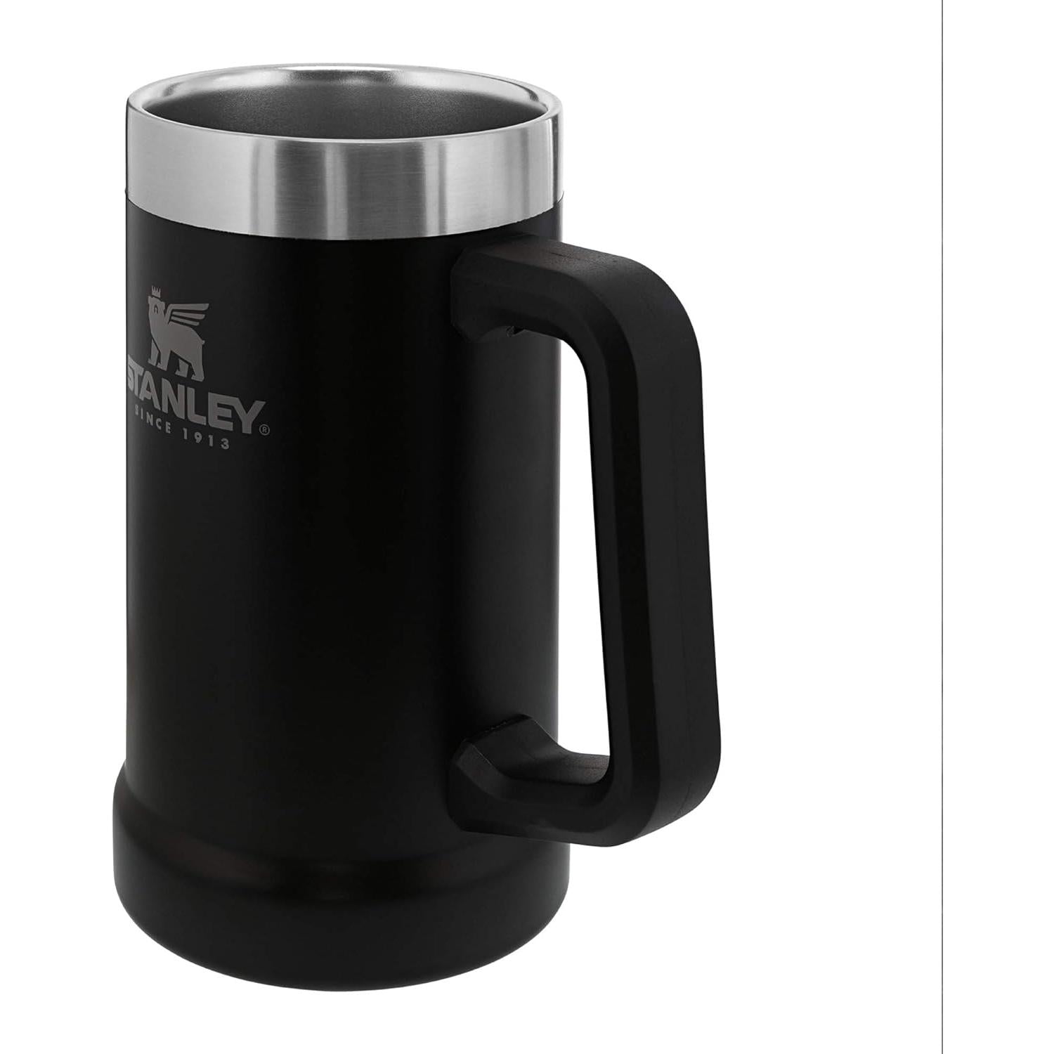 Stay-Chill Beer Stein 24 Oz | Heavy Duty Big Grip Handle | Beer Tumbler Drink Cup, Holds 2 Cans | Insulated Stainless Steel Party Mug | Bpa-Free | Matte Black