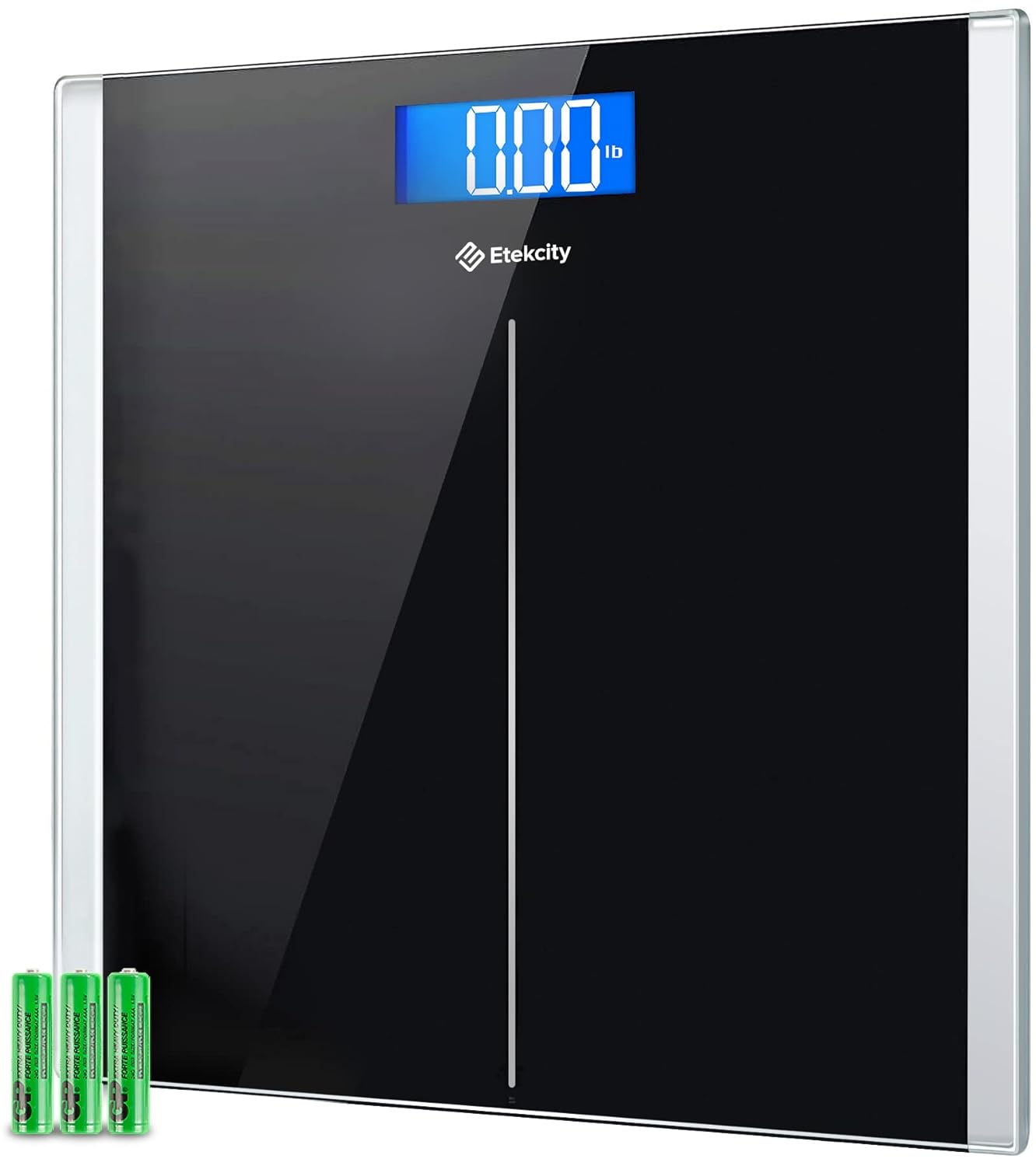 Báscula Digital de Baño – Plataforma Extra Ancha, Capacidad 200 kg/440 lb, Pantalla LCD Iluminada, Precisa y Segura, Vidrio Templado Reforzado con Cinta Métrica Incluida