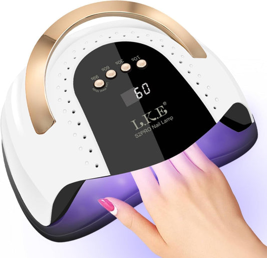 Lámpara de uñas LED UV de 268 W | 4 temporizadores | Luz profesional de uñas | 57 cuentas de lámpara | Sensor automático (blanco)
