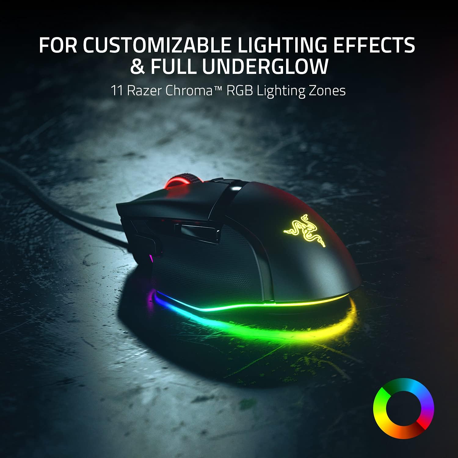 Razer Basilisk V3 – Mouse Gamer Ergonómico Personalizable con Rueda HyperScroll, 11 Botones, Sensor 26K DPI y Chroma RGB, Black