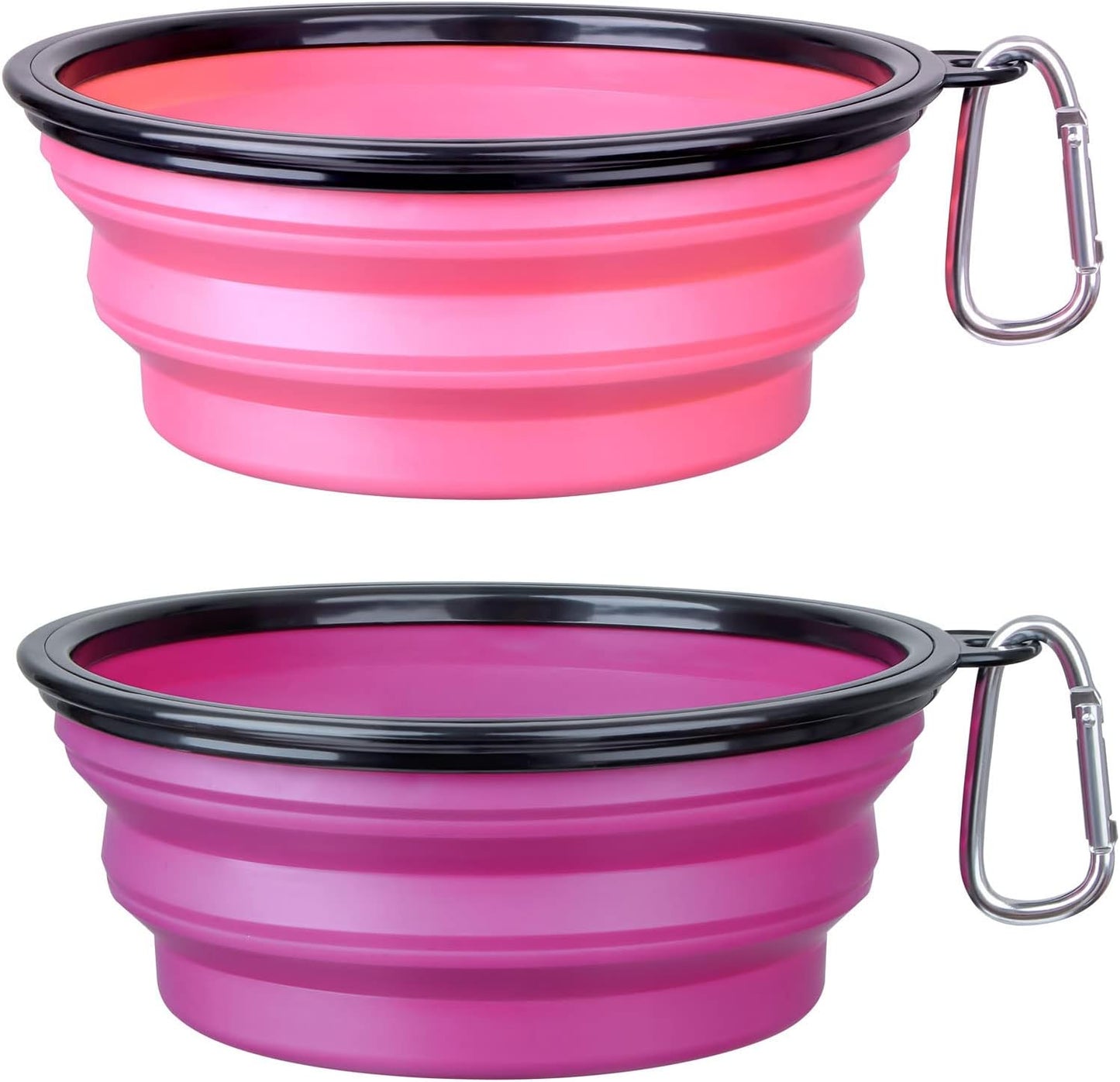 Bowls Plegables para Perros y Gatos (2 Pack) | Portátiles con Mosquetón para Agua y Comida | Viajes, Paseos y Camping