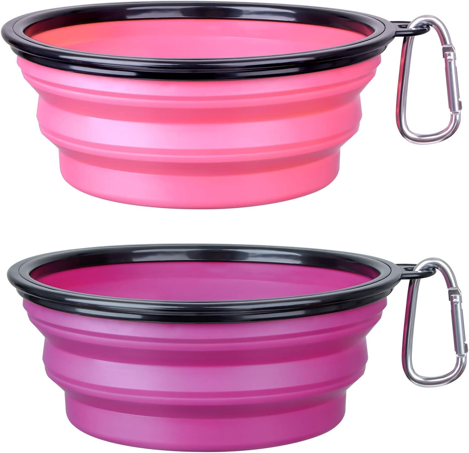 Bowls Plegables para Perros y Gatos (2 Pack) | Portátiles con Mosquetón para Agua y Comida | Viajes, Paseos y Camping