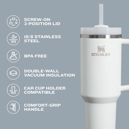 Quencher H2.0 Tumbler with Handle and Straw 30 Oz | Flowstate 3-Position Lid | Cup Holder Compatible for Travel | Insulated Stainless Steel Cup | Bpa-Free | Exclusive Blue Cactus