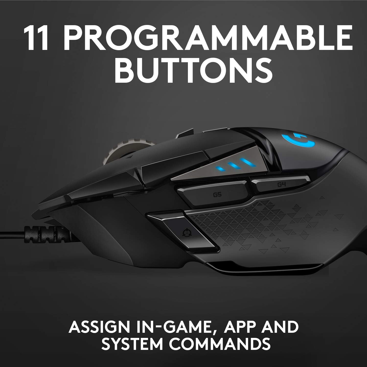 Logitech G502 HERO – Mouse Gamer con Cable de Alto Rendimiento, Sensor HERO 25K, 25.600 DPI, RGB, Pesos Ajustables y 11 Botones Programables