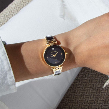 Reloj Pulsera para Mujer con Diamante Auténtico en la Esfera (Estilo Brazalete)