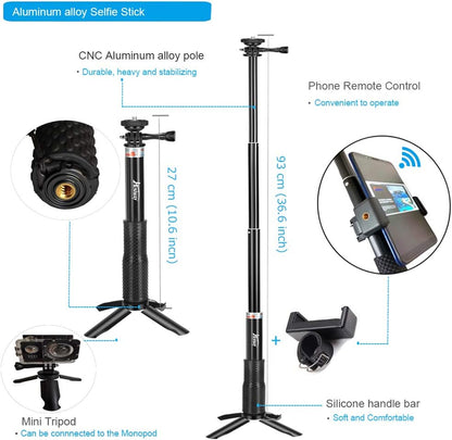 Kit de Accesorios 62-en-1 para GoPro Hero 13/12/11/10/9 Black — Carcasa Sumergible, Funda de Silicona, Protectores de Vidrio, Palo Selfie de Aluminio y más (Husiway)