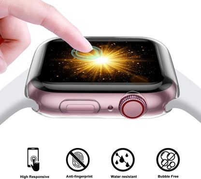 Juego de 3 fundas para Apple Watch de 1.49 pulgadas | Protector de pantalla de alta sensibilidad HD y TPU y protección anticaídas de 360º | Para iWatch Series 3/2/1 | Transparentes