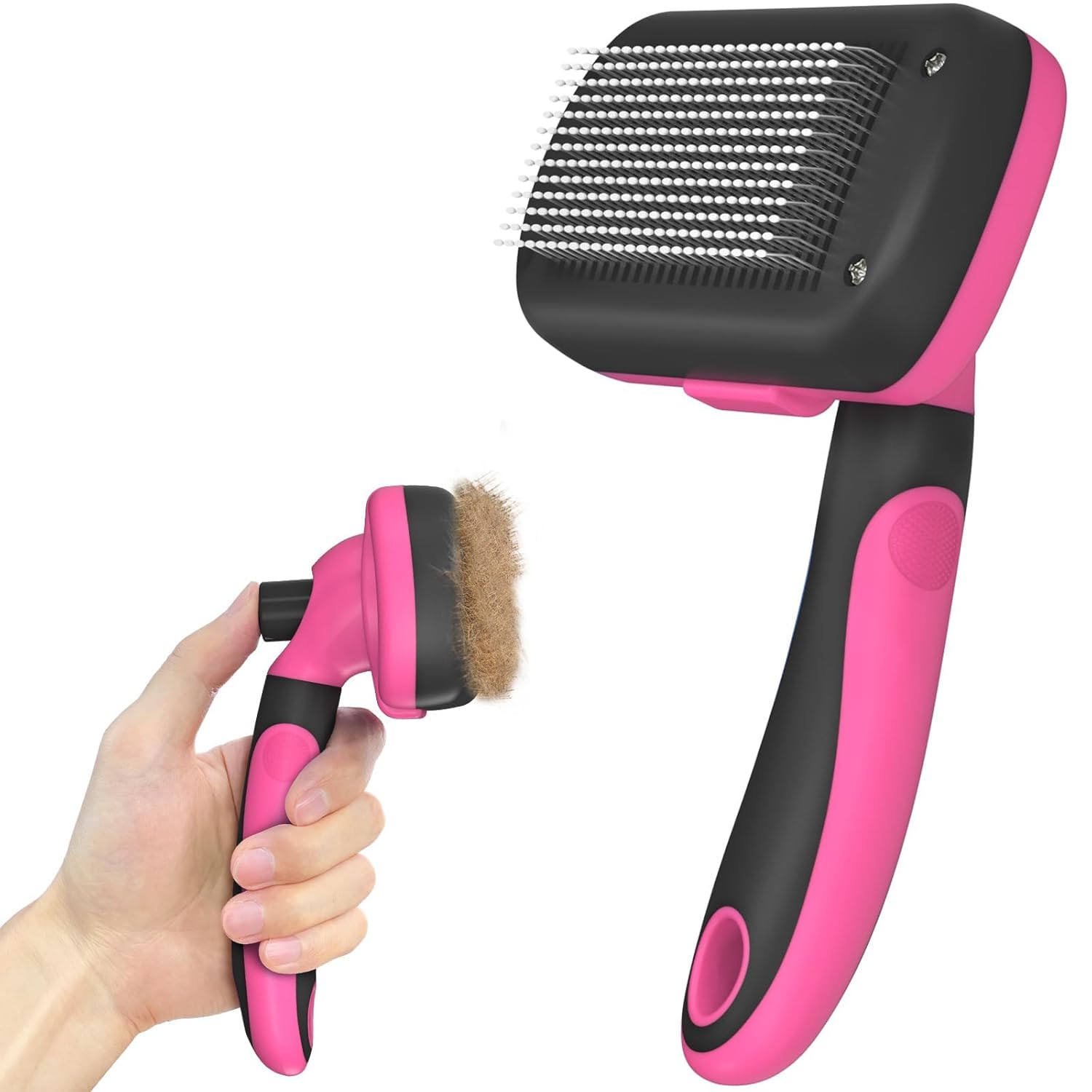 Cepillo Autolimpiante para Perros y Gatos | Removedor de Pelo Suelto, Deshedding y Grooming | Apto Pelo Corto y Largo