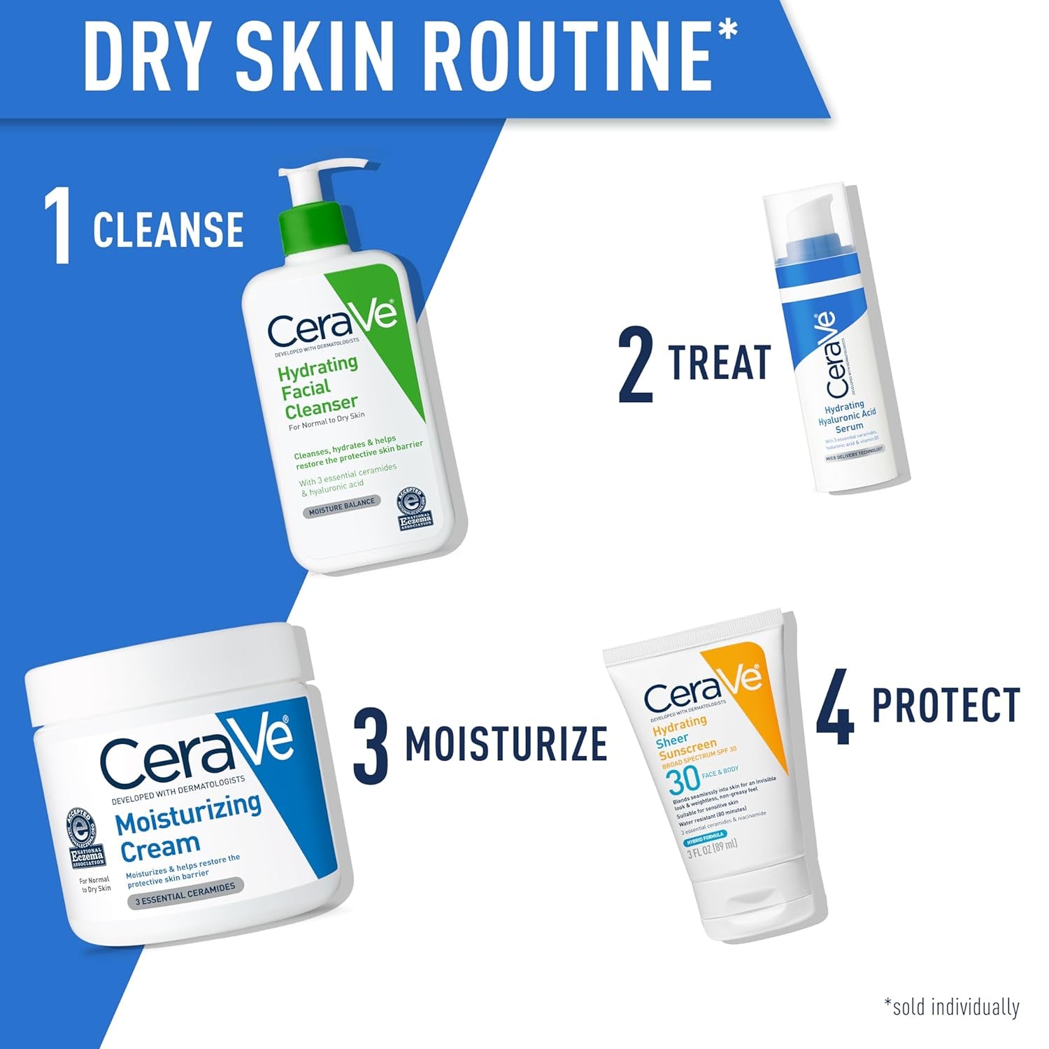 CeraVe Crema Hidratante | Rostro y Cuerpo – Ácido Hialurónico + 3 Ceramidas, 24 h Hidratación, Sin Fragancia, No Comedogénica, 19 oz