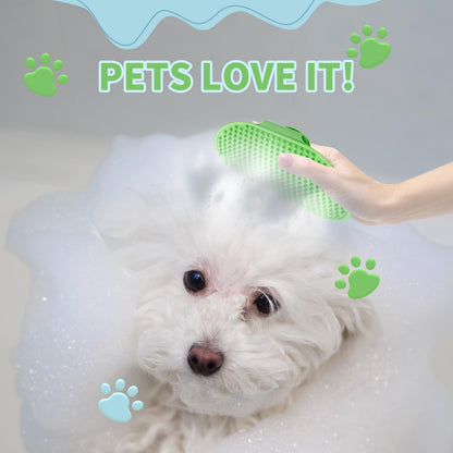 Set de Baño para Mascotas 6 Piezas | Cepillo con Dispensador de Shampoo, Cepillo de Barbilla para Gatos, Cepillo de Dientes y Guante de Masaje Ajustable