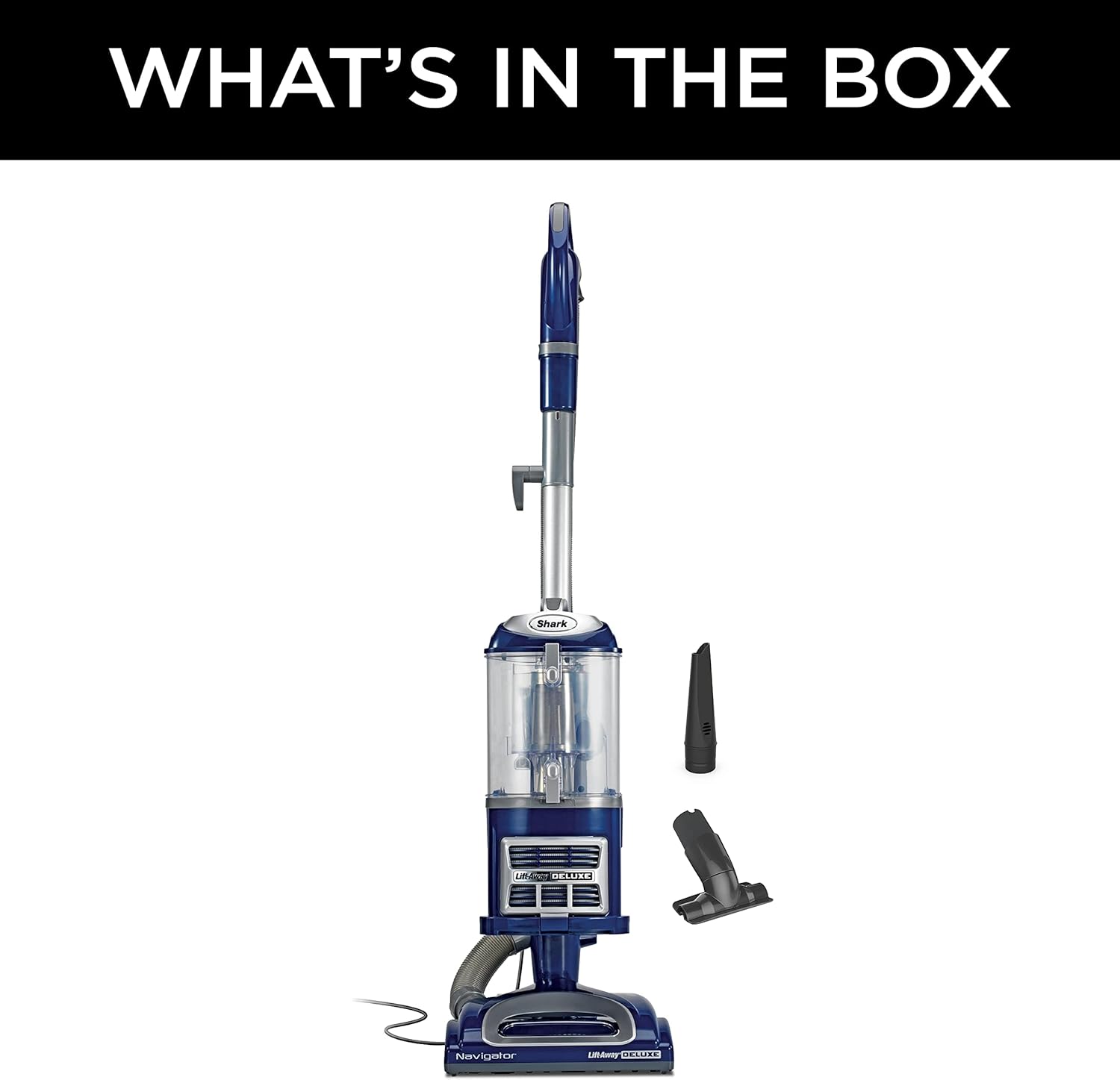 Aspiradora Vertical Shark Navigator Lift-Away Deluxe NV360 – Gran Capacidad, Filtro HEPA, Giro 360°, Herramientas para Tapicería y Rincón – Azul