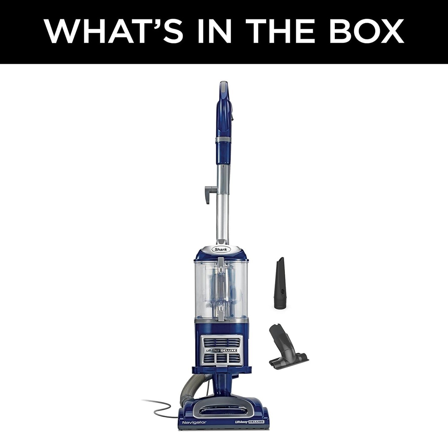 Aspiradora Vertical Shark Navigator Lift-Away Deluxe NV360 – Gran Capacidad, Filtro HEPA, Giro 360°, Herramientas para Tapicería y Rincón – Azul
