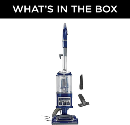 Aspiradora Vertical Shark Navigator Lift-Away Deluxe NV360 – Gran Capacidad, Filtro HEPA, Giro 360°, Herramientas para Tapicería y Rincón – Azul
