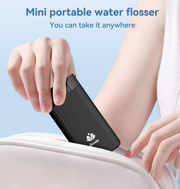 Irrigador Dental Portátil Caredite – Mini Water Flosser Recargable con Tanque Extensible, 3 Modos, 4 Boquillas, USB-C, IPX7 Resistente al Agua – Ideal para Viajes, Brackets y Encías Sensibles (Negro)