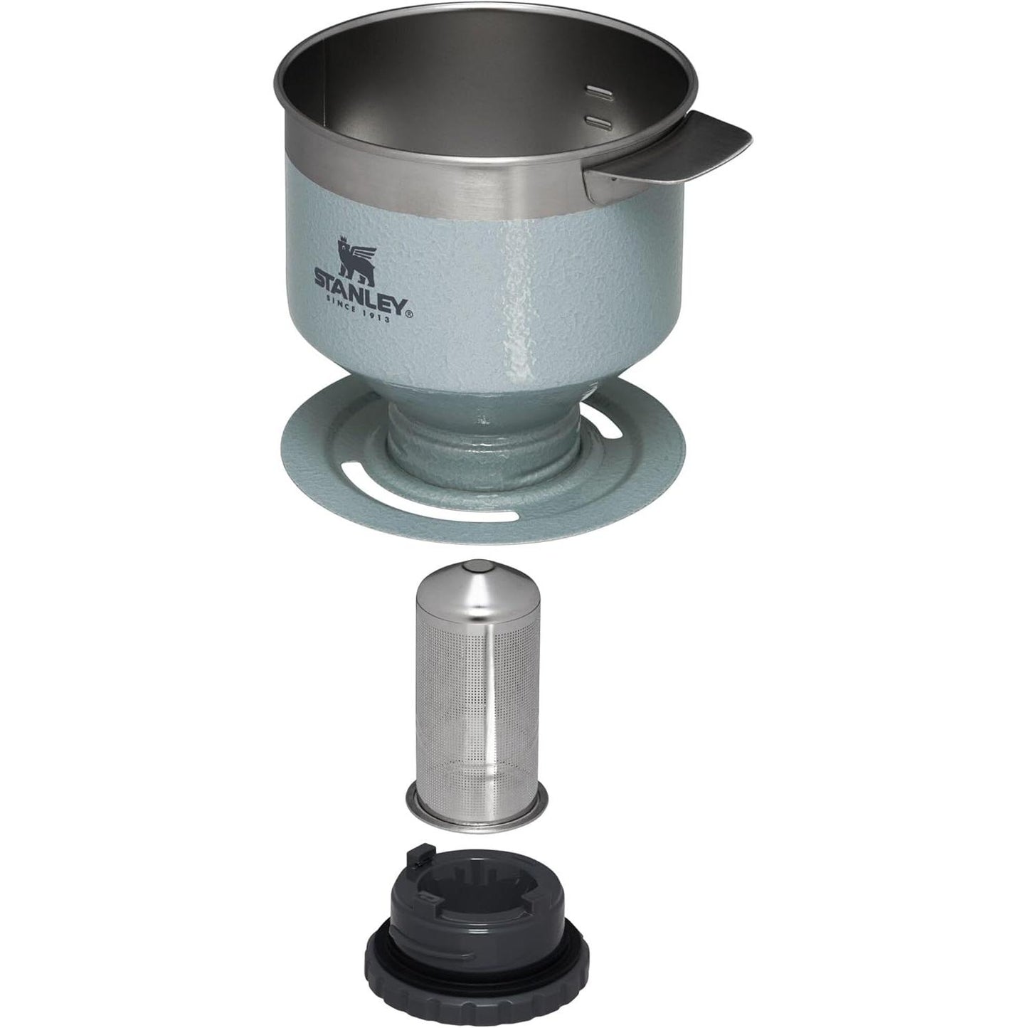 Perfect Brew Pour over Set | 12 Oz Camp Mug with Lid Included | Drip Coffee Maker with Reusable Filter | Insulated Stainless Steel | Bpa-Free | Hammertone Silver