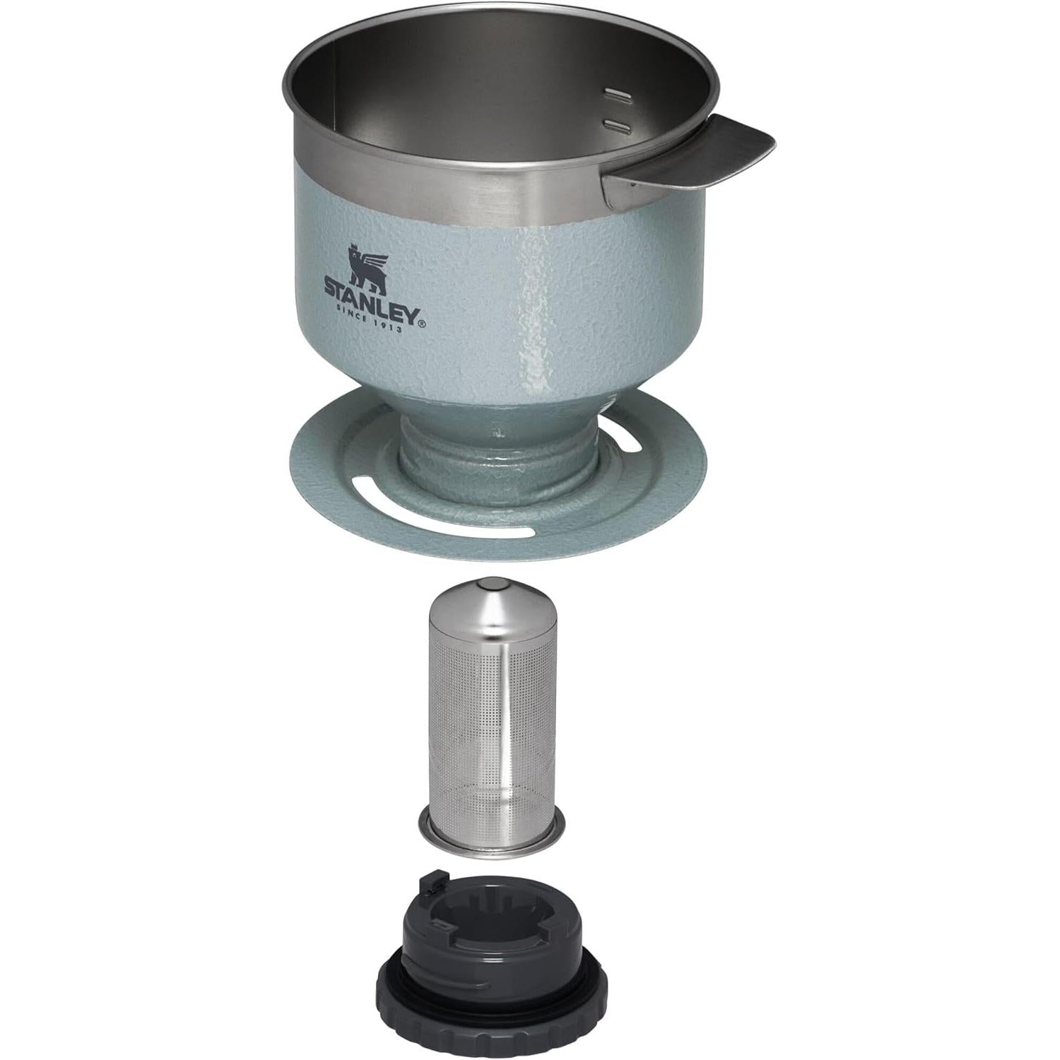 Perfect Brew Pour over Set | 12 Oz Camp Mug with Lid Included | Drip Coffee Maker with Reusable Filter | Insulated Stainless Steel | Bpa-Free | Hammertone Silver