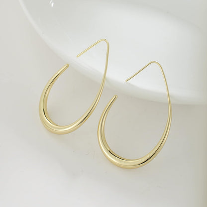 Aros Hoop Ovalados Mujer – 40mm Teardrop Livianos, Plata 925 con Baño Oro 14K/Oro Blanco,