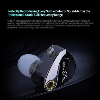 KZ Castor Pro Auriculares In-Ear Monitor HiFi con Bass Mejorado – IEM con Doble Driver Dinámico 10mm, 16 Perfiles de Sonido Ajustables, Cable Desmontable 2PIN-C – Gaming y Música