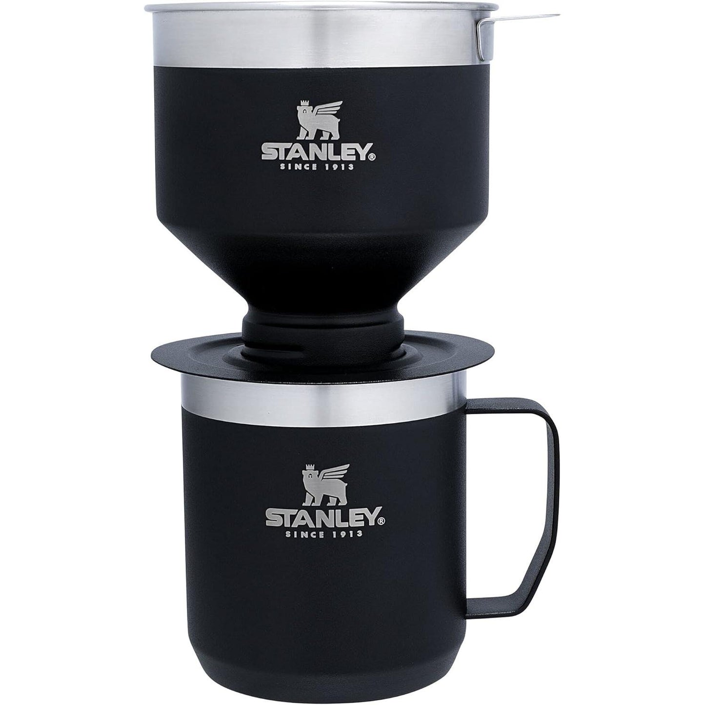 Perfect Brew Pour over Set | 12 Oz Camp Mug with Lid Included | Drip Coffee Maker with Reusable Filter | Insulated Stainless Steel | Bpa-Free | Hammertone Silver