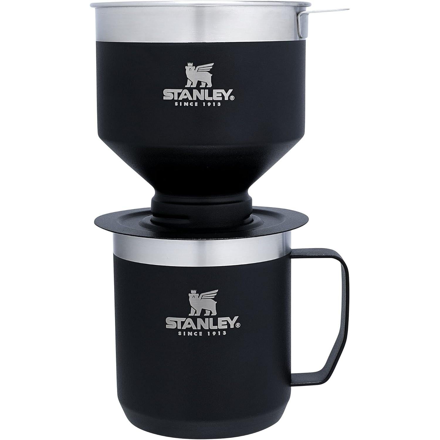 Perfect Brew Pour over Set | 12 Oz Camp Mug with Lid Included | Drip Coffee Maker with Reusable Filter | Insulated Stainless Steel | Bpa-Free | Hammertone Silver
