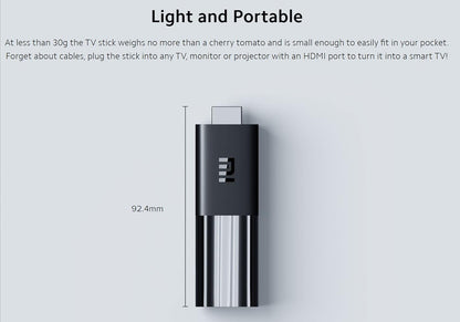 Mi TV Stick 1080P HDR – Android TV 9.0, 1GB RAM + 8GB ROM, Chromecast Integrado, Control por Voz, Streaming Portátil con Bluetooth Remote
