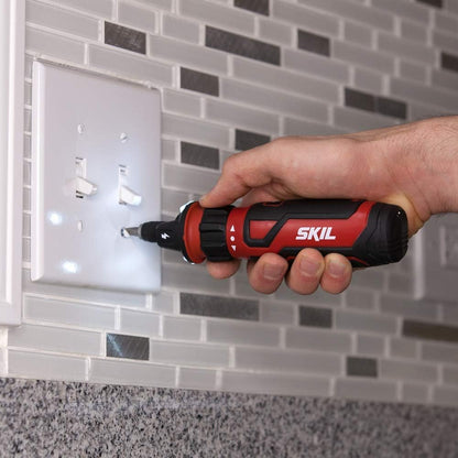 Destornillador Eléctrico Recargable 4V SKIL con Tecnología Circuit Sensor, Luz LED Dual, Set de 45 Piezas, Cable USB y Estuche – SD561204