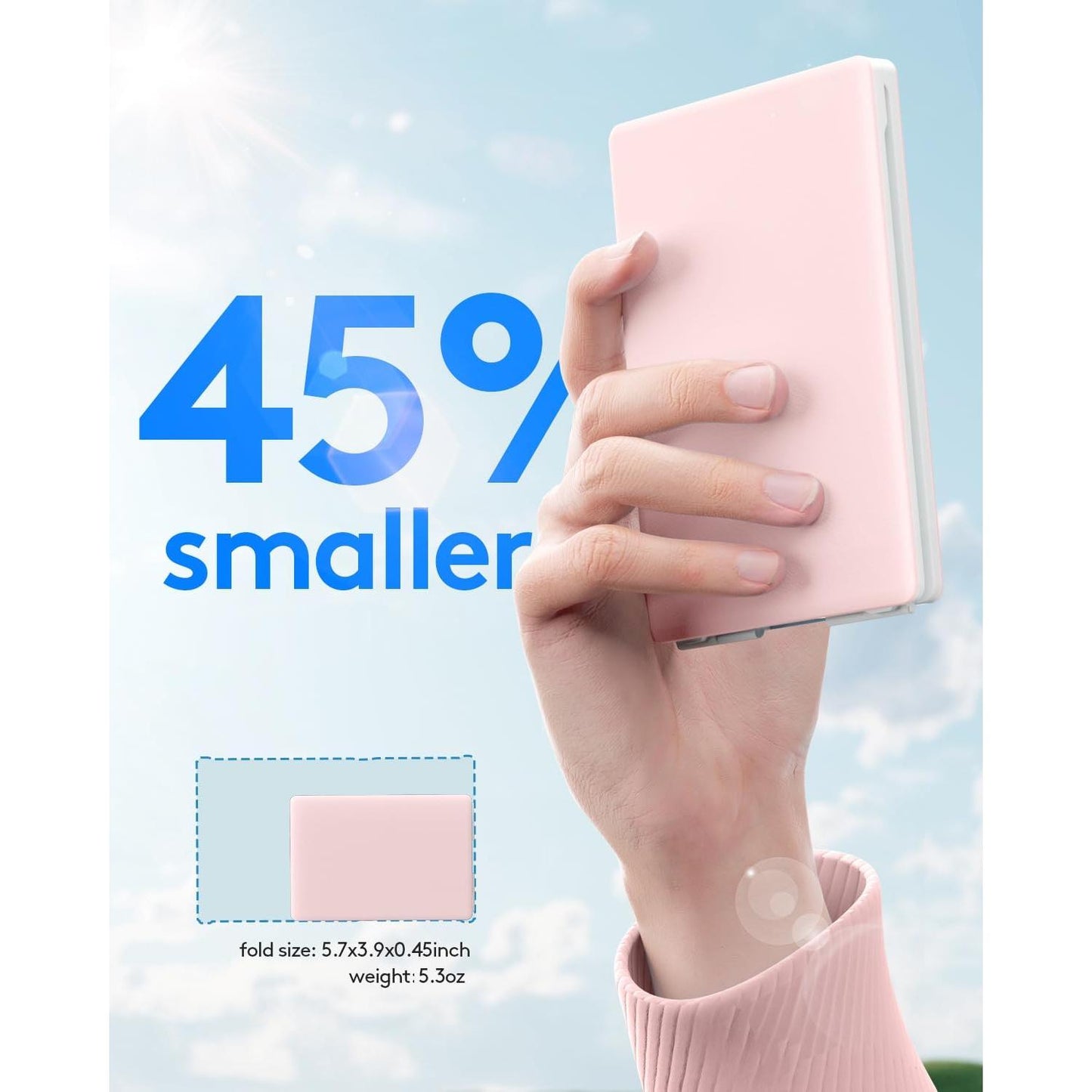 Teclado plegable Bluetooth | Tamaño completo | Ultra delgado Recargable | Conecta iOS, Android, Windows, teléfono | Color: Rosa