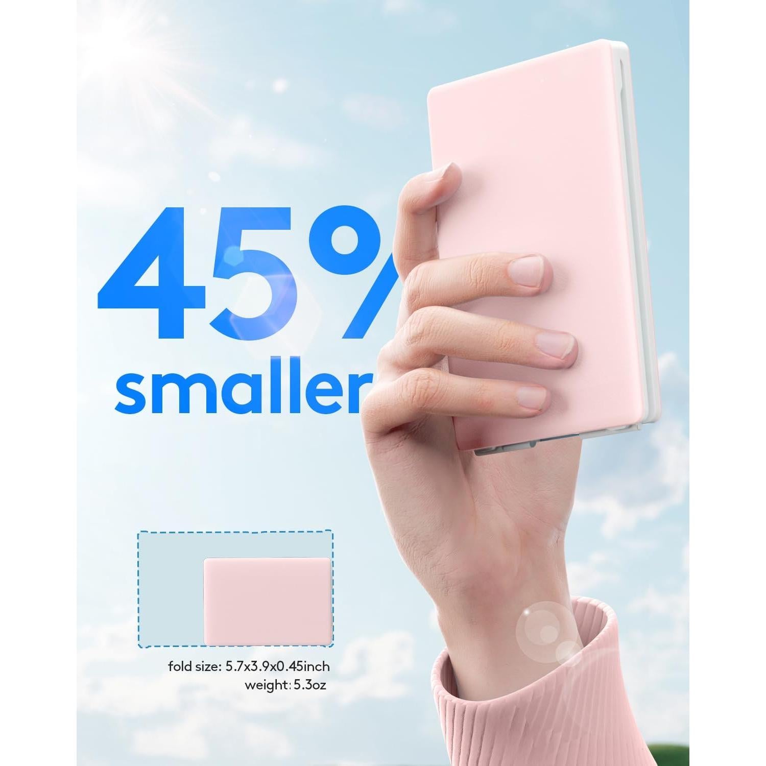 Teclado plegable Bluetooth | Tamaño completo | Ultra delgado Recargable | Conecta iOS, Android, Windows, teléfono | Color: Rosa