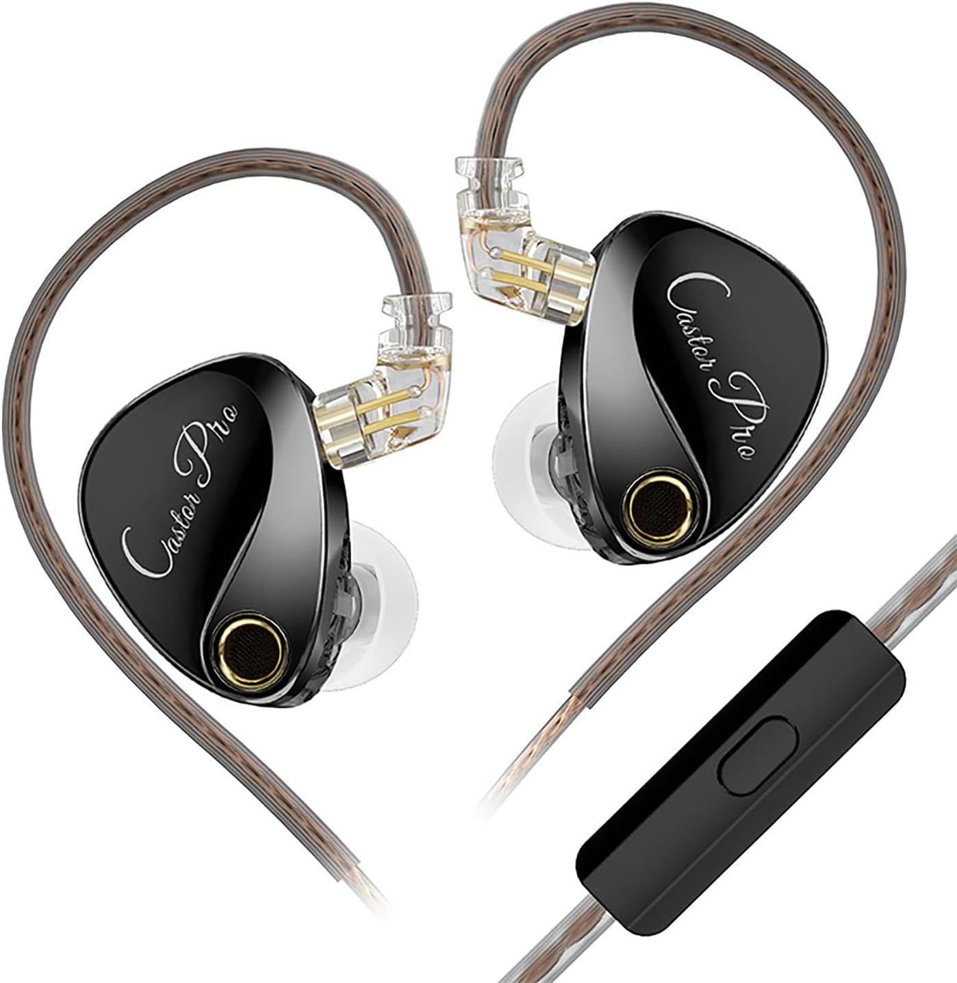 KZ Castor Pro Auriculares In-Ear Monitor HiFi con Bass Mejorado – IEM con Doble Driver Dinámico 10mm, 16 Perfiles de Sonido Ajustables, Cable Desmontable 2PIN-C – Gaming y Música
