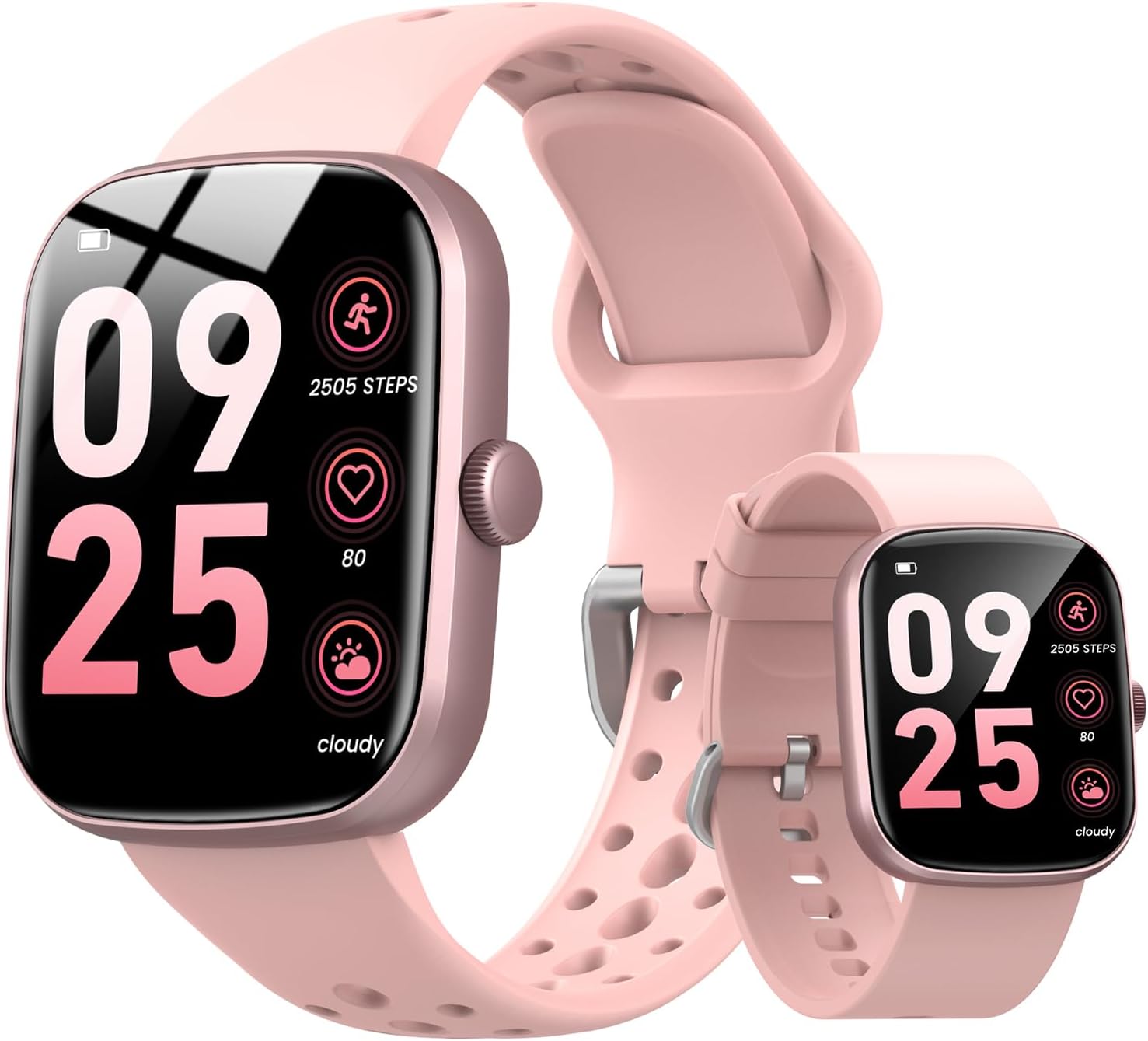 Smartwatch con respuesta de llamada | Reloj inteligente 1.96 pulgadas unisex | Actividad física con monitor de frecuencia cardíaca y sueño | Reloj deportivo | Impermeable | Color: Rosa