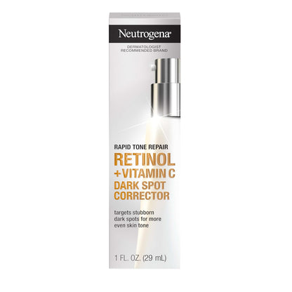 Neutrogena Reparador de Tono Retinol + Vitamina C - Corrector de manchas oscuras - Serum facial, corrector diario de manchas oscuras antiarrugas para iluminar y tonificar uniformemente, sin aceite mineral