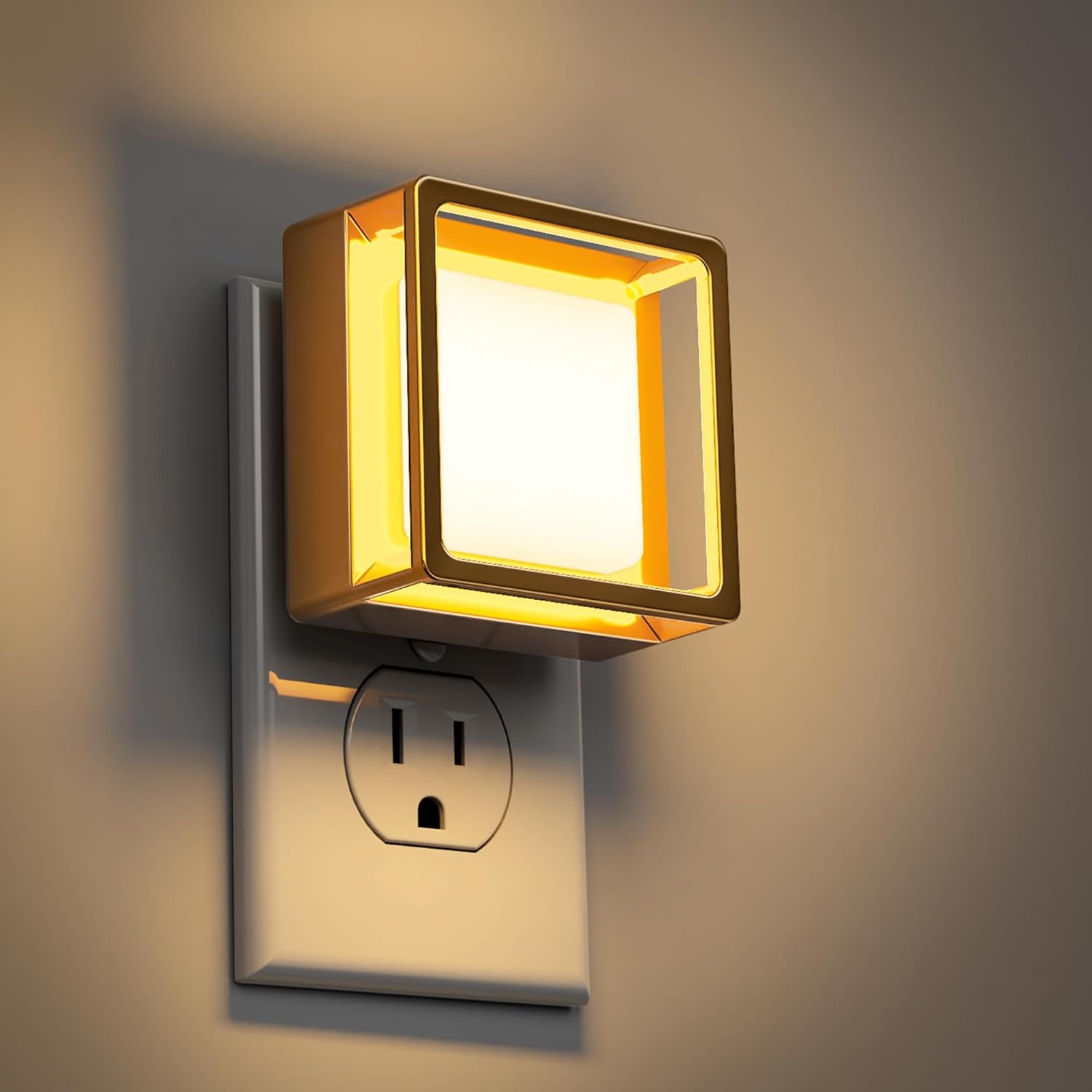 Luz Nocturna LED con Sensor Crepuscular [Pack x2] | Enchufable a Pared, Regulable de 0 a 60 lm, Ahorro Energético, para Dormitorio, Baño, Pasillo, Escaleras y Cuarto Infantil – Luz Blanca Suave
