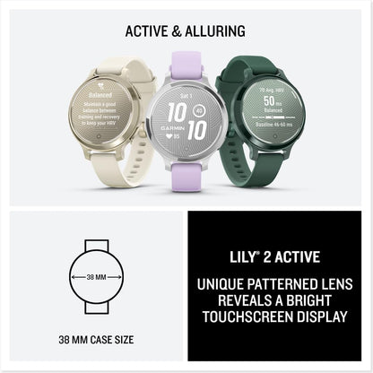 Garmin Lily 2 Active Smartwatch Mujer – Diseño Elegante con GPS Integrado, Salud & Fitness, 9 Días de Batería – Silver/Purple Jasmine