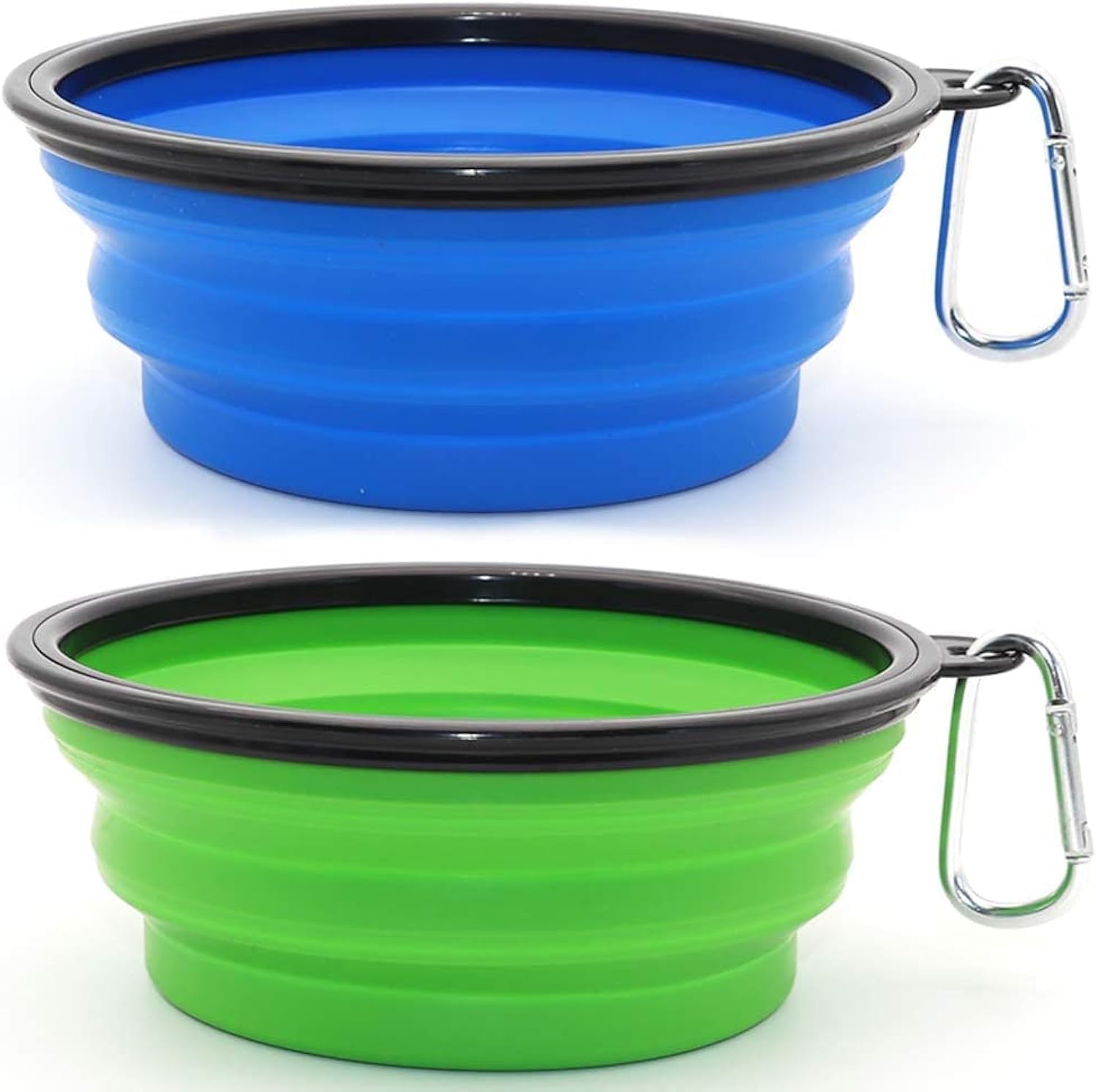 Bowls Plegables para Perros y Gatos (2 Pack) | Portátiles con Mosquetón para Agua y Comida | Viajes, Paseos y Camping