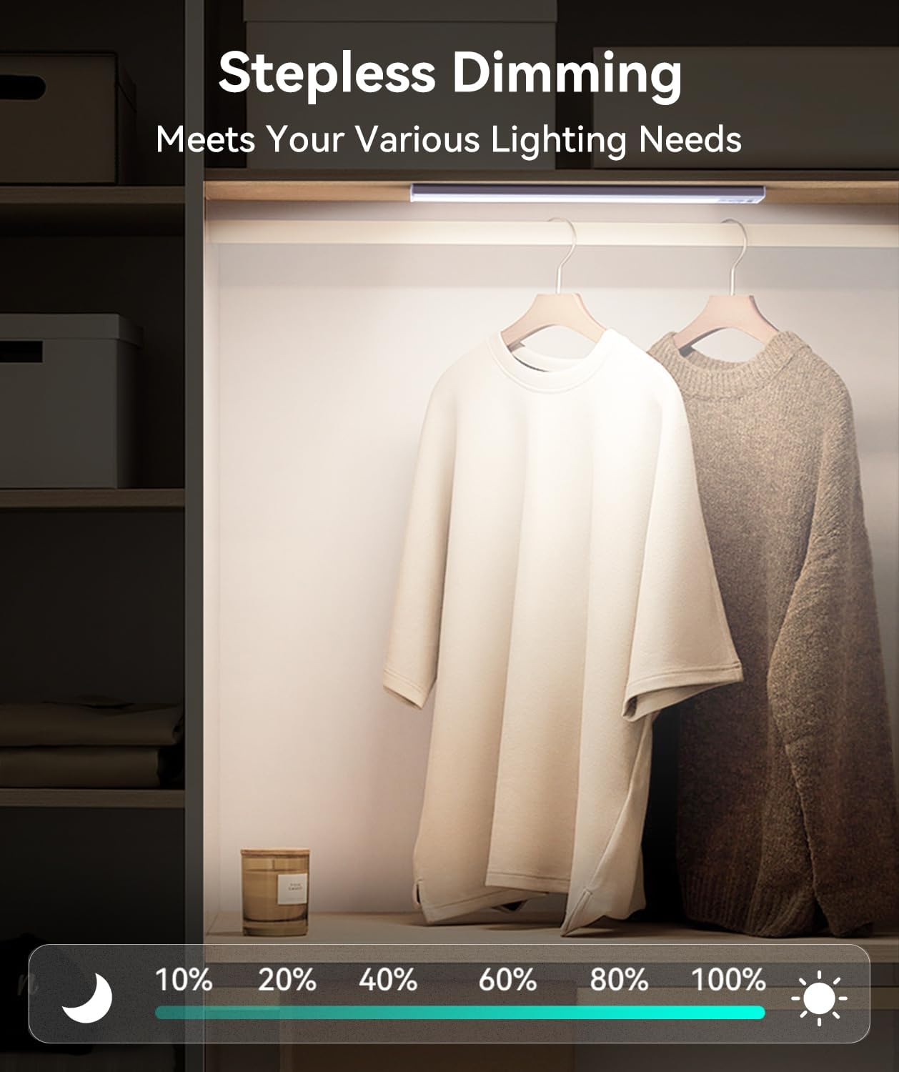 Luces Bajo Mueble Recargables con Sensor de Movimiento, Pack x2, 62 LEDs, 2200mAh USB-C, Magnéticas, Regulables, Inalámbricas para Cocina, Clóset, Pasillo
