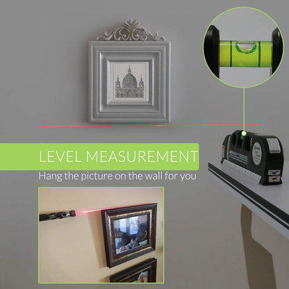 Nivel Láser Multiusos – Qooltek con Cinta Métrica 2,5M, Reglas en Pulgadas y Milímetros, 3 Modos de Láser (Vertical, Horizontal, Cruzado), Incluye Baterías