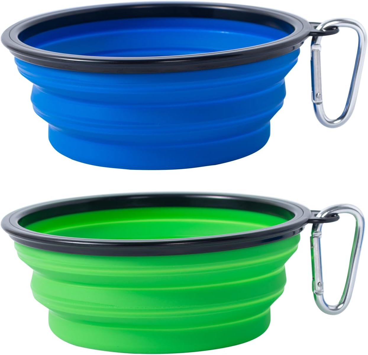 Bowls Plegables para Perros y Gatos (2 Pack) | Portátiles con Mosquetón para Agua y Comida | Viajes, Paseos y Camping