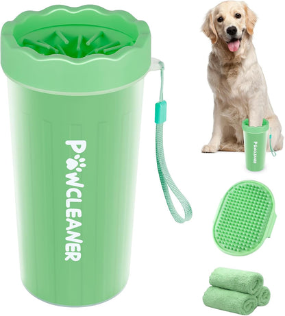 Limpiador de Patas para Perros y Gatos | Vaso con Cepillo de Silicona Suave + 3 Toallas Absorbentes | Disponible en Talles S, M y L