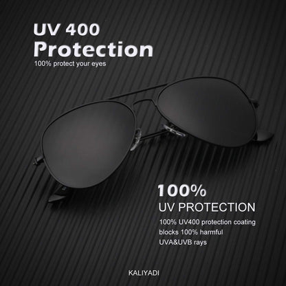 KALIYADI - Lentes de sol clásicos estilo aviador para hombres y mujeres, lentes de sol para conducir, lentes polarizados, con bloqueo de luz ultravioleta