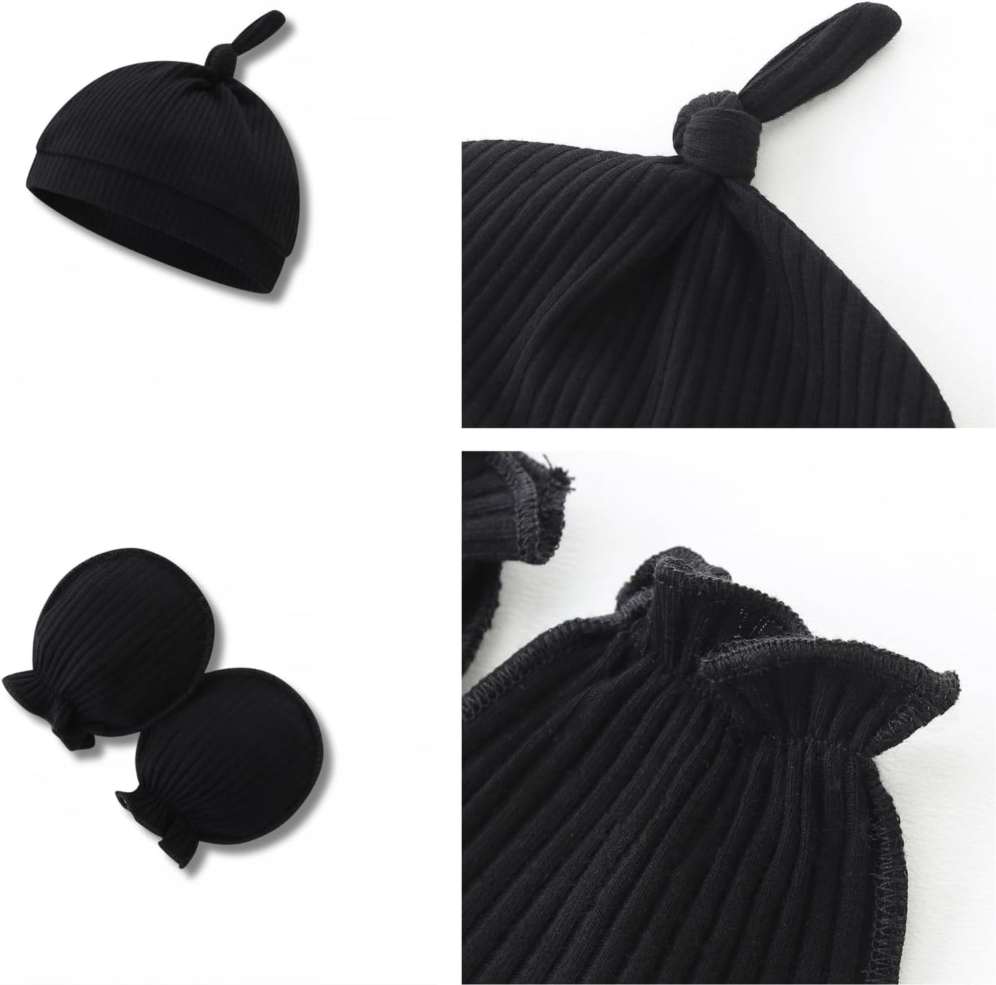 Mameluco para bebé con manoplas y sombreros para recién nacidos, sin pies, manga larga, mameluco negro Hi Im New Here